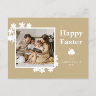 Minimalist Spring Easter Personalized Family Photo Holiday Postcard