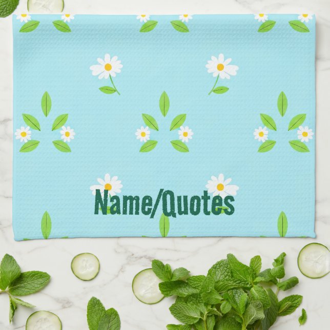 Minimalist Spring Floral Pattern Tea Towel (Folded)