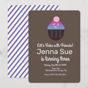 Minimalist Sprinkle Cupcake Decorating Birthday Invitation