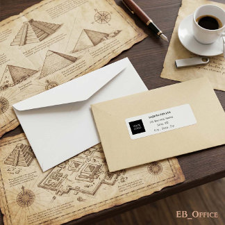 Minimalist Square Black Logo, White Return Address