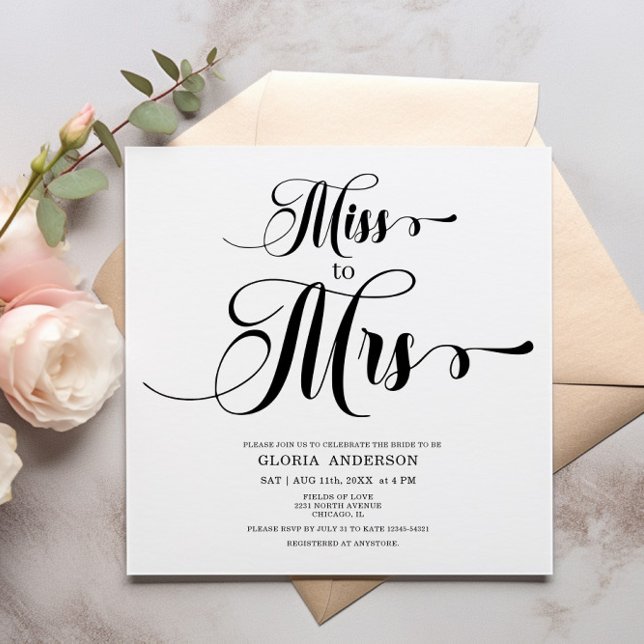 Minimalist Square Bridal Shower Invitation (Creator Uploaded)