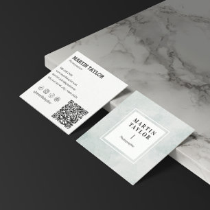 Minimalist Square QR Code Social Media             Business Card