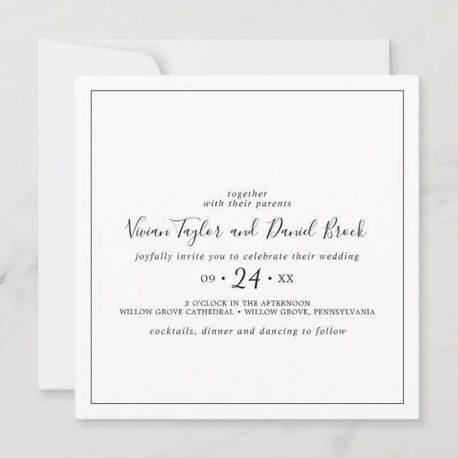 Minimalist Square Wedding Invitation (Front)