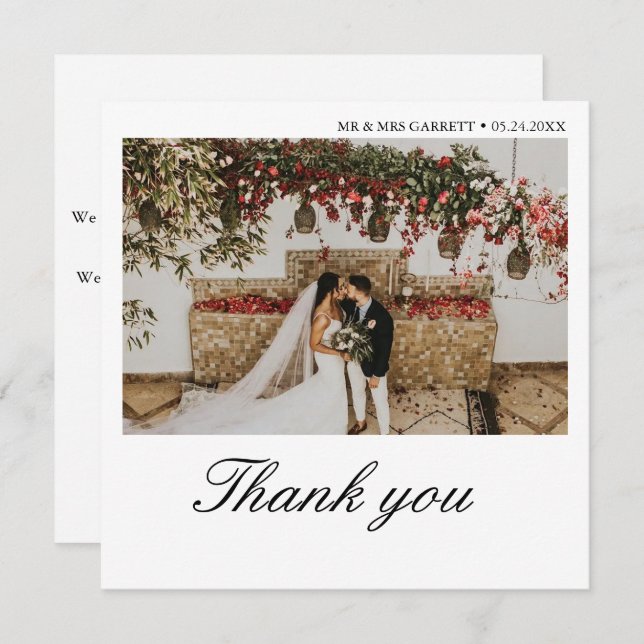 Minimalist Square Wedding Thank You Card (Front/Back)
