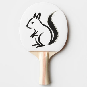 Minimalist Squirrel – Ink Brush Animal on Ping Pong Paddle