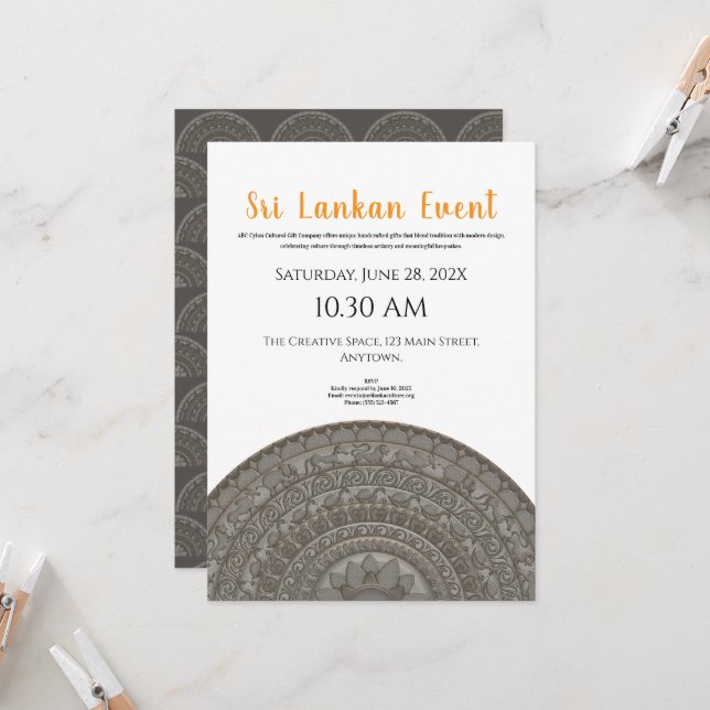 Minimalist Sri Lanka invitation design (Front/Back In Situ)