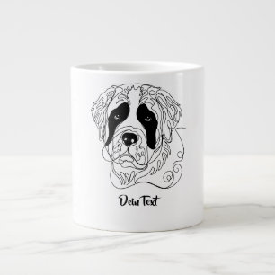 Minimalist St. Bernard One Line Art Portrait Large Coffee Mug