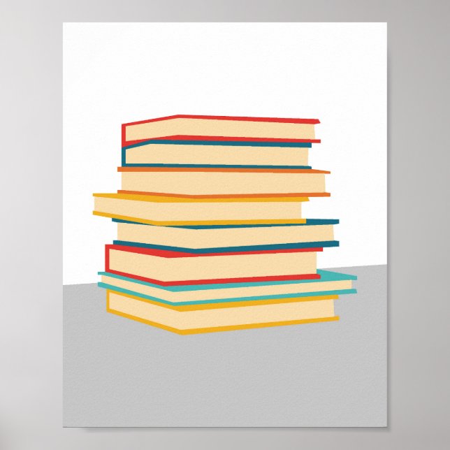 Minimalist Stacked Books Wall Art Poster (Front)