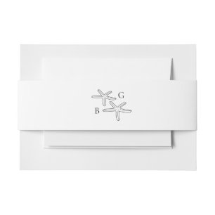 Minimalist Starfish Beach Monogram Wedding Invitation Belly Band