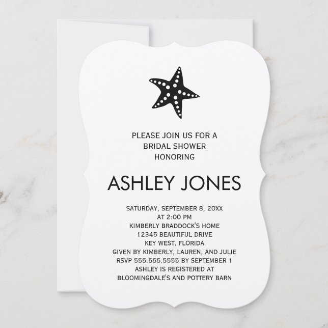 Minimalist Starfish Bridal Shower Invitation Kraft (Front)