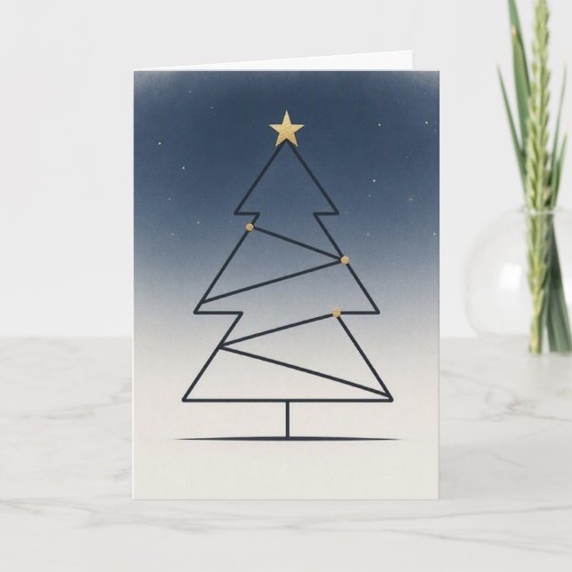 Minimalist Starry Night Tree • Scandinavian Card (Front)