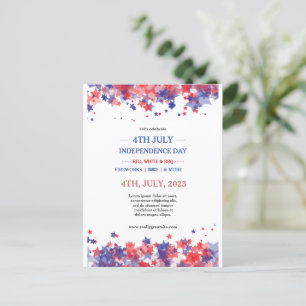 Minimalist Stars Red And Blue 4th Of July Event  Postcard