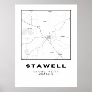 Minimalist Stawell Map with Coordinates Poster