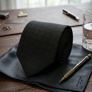 Minimalist Stealth Black Micro Check Geometric Tie