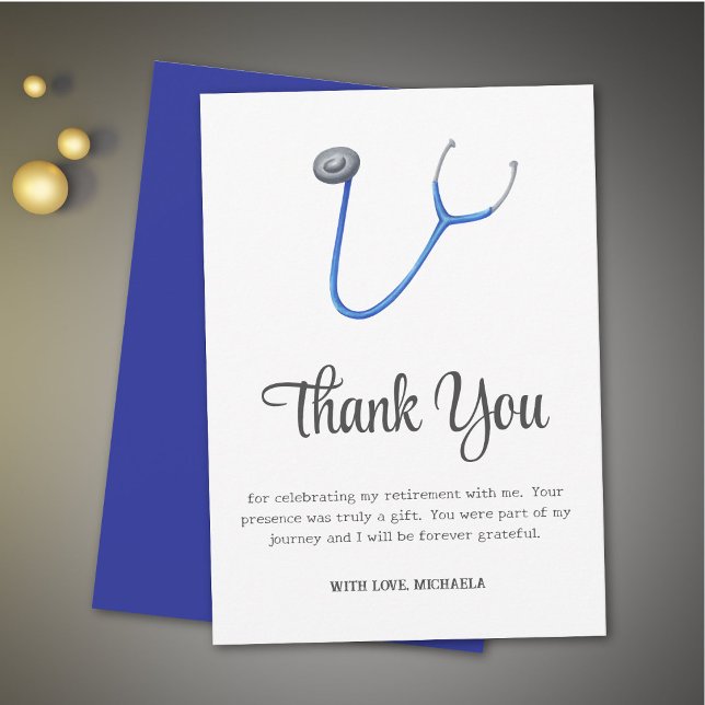 Minimalist Stethoscope Retirement Thank You Card (Creator Uploaded)