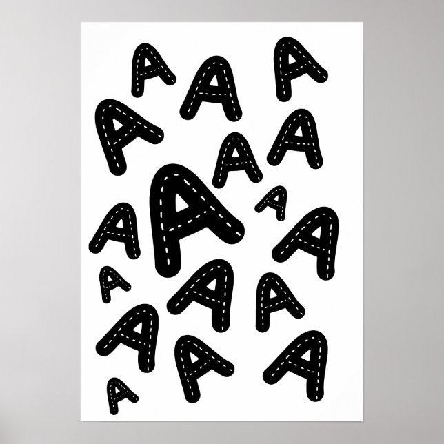 Minimalist Stitched Monogram A - Geometric Pattern Poster (Front)