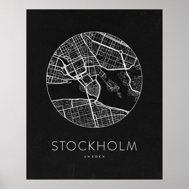 Minimalist Stockholm City Map Poster (Front)