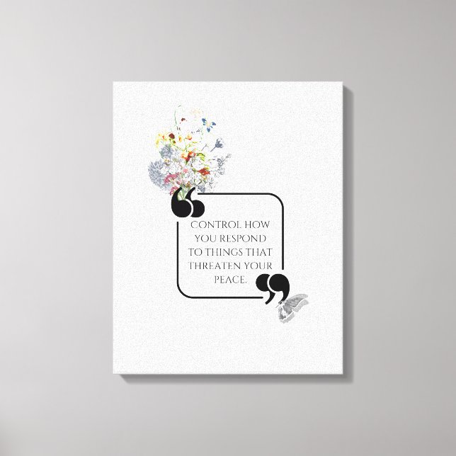 Minimalist Stoic Inner PEACE Illustrated quote Canvas Print (Front)