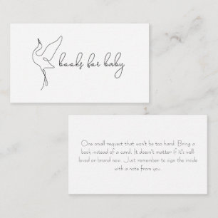 Minimalist Stork Baby Shower Books for Baby Enclosure Card