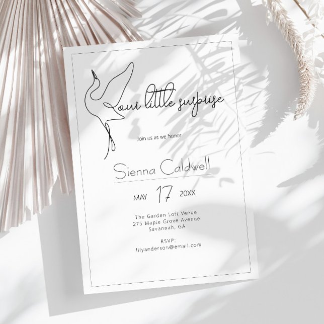 Minimalist Stork Neutral Baby Shower Invitation (Creator Uploaded)
