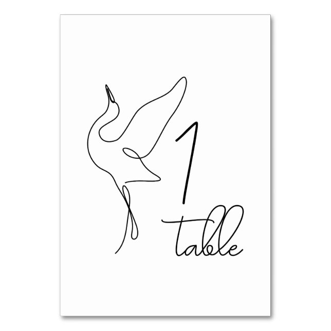 Minimalist Stork Neutral Baby Shower  Table Number (Front)
