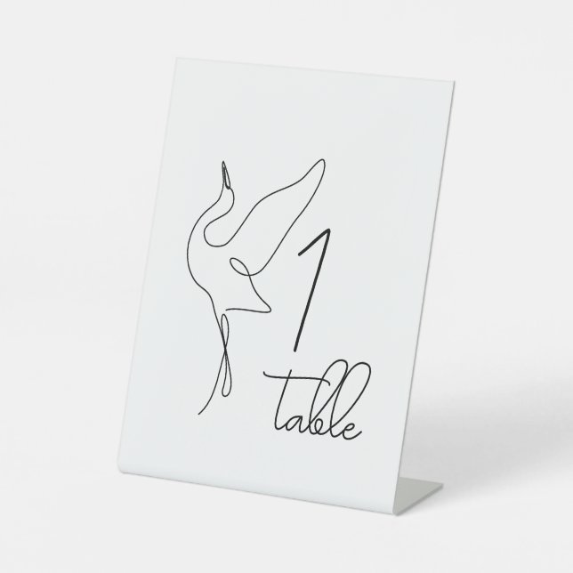 Minimalist Stork Neutral Baby Shower Table Numbers Pedestal Sign (Front)