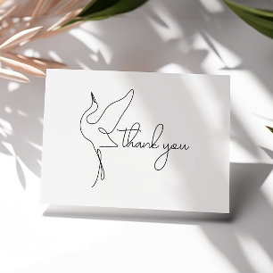 Minimalist Stork Neutral Baby Shower Thank You Card