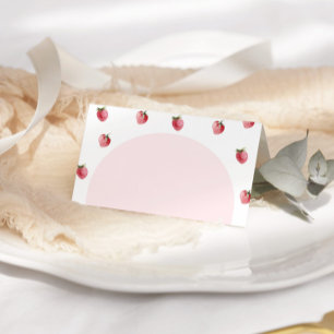 Minimalist strawberry food card. Strawberry Place Card