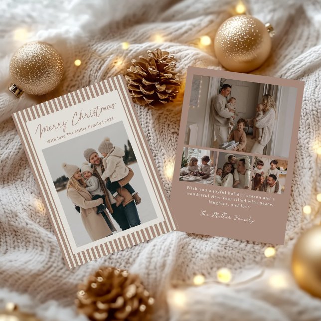 Minimalist Stripe Family Christmas Photo Holiday Card (Creator Uploaded)