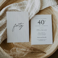 Minimalist Stripe Handwritten 40th Birthday Womens