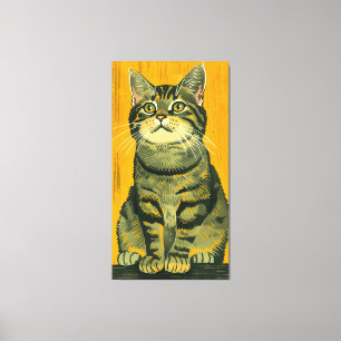 Minimalist Striped Grey Tabby Canvas Print