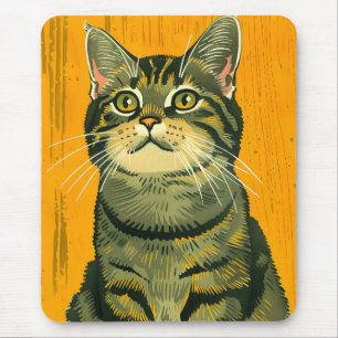 Minimalist Striped Grey Tabby Mouse Pad