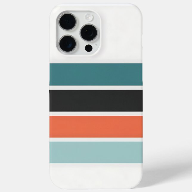 Minimalist Striped Pattern - Teal, Black, Orange,  Case-Mate iPhone Case (Back)