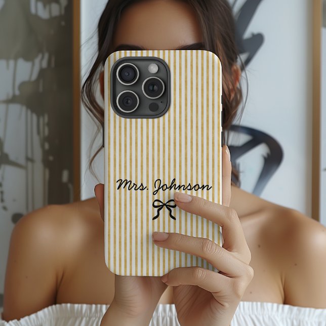 Minimalist Striped Wedding Bridesmaid Bride Name iPhone Case (gift to mom, gift to nurse, gift to bridesmaid, nurse appreciation, graduation gift, birthday gift)