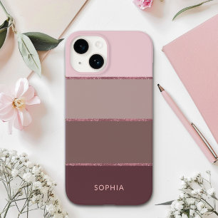 Minimalist Stripes in Pink Tones with Glitter Case-Mate iPhone 14 Case