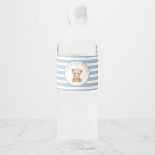 Minimalist Stripes Teddy Bear  Water Bottle Label