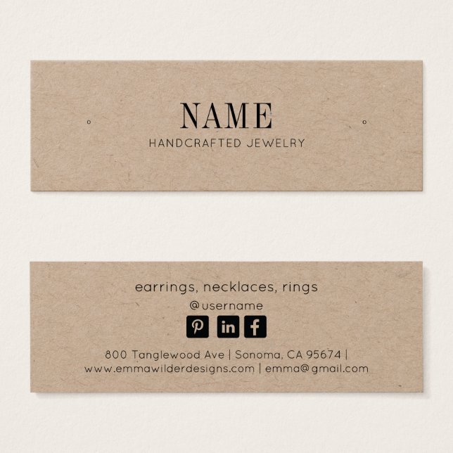 Minimalist Stud Earring Kraft Jewellery Display Ca (Front & Back)