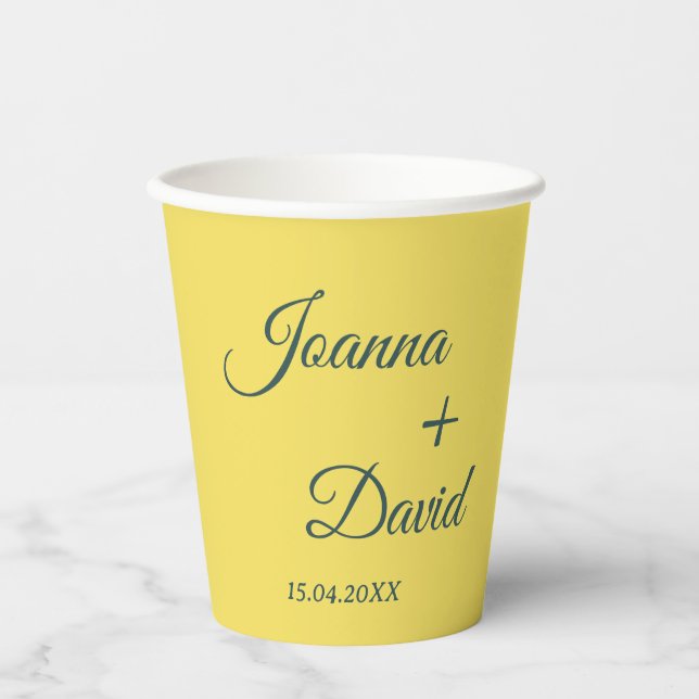 Minimalist Style | Calligraphy Font Wedding Paper Cups (Front)