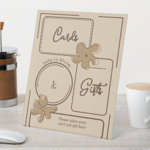 Minimalist Style Flower Notes Cards & Gifts Pedestal Sign