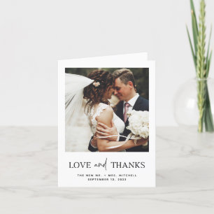 Minimalist Style Two Photo Wedding Thank You Card