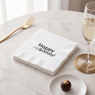Minimalist stylish black and white birthday party napkin