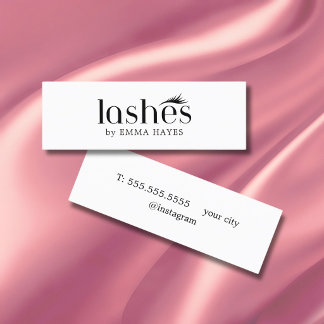 Minimalist Stylish Black White Lash Artist Mini Business Card