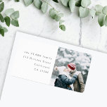 Minimalist Stylish Christmas Photo Return Address Label<br><div class="desc">A stylish holiday photor eturn address label with classic typography in black on a clean simple white background. The photo and text can be easily customised for a personal touch. A simple, minimalist and contemporary christmas design to stand out this holiday season! The image shown is for illustration purposes only...</div>