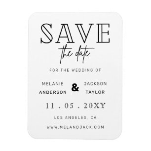Minimalist Stylish Handwritten Save the Date Magnet