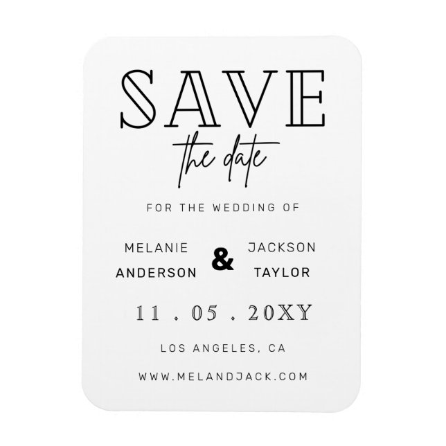 Minimalist Stylish Handwritten Save the Date Magnet (Vertical)