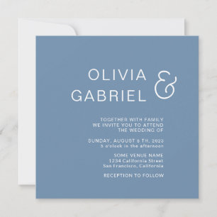 Minimalist stylish. Modern dusty blue Wedding Invitation