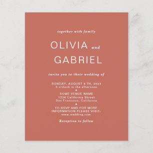 Minimalist stylish. Modern rust brown Wedding Invi Flyer