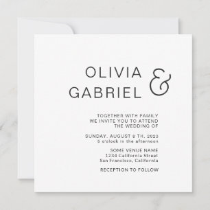 Minimalist stylish. Modern white Wedding Invitation