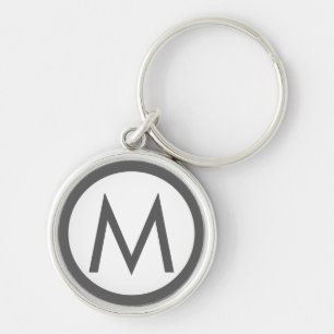 Minimalist Stylish Monogram Initial Grey Key Ring