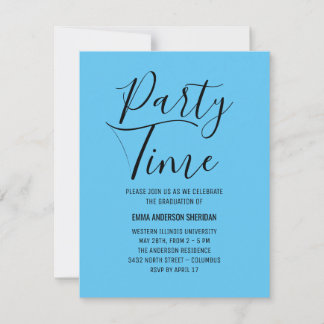 Minimalist Stylish Script Black & White Grad Party RSVP Card